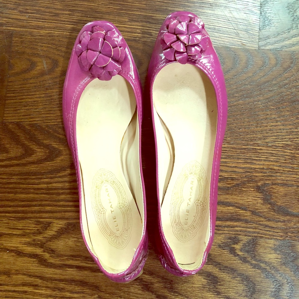 Elie Tahari Pink Patent Ballet Flats